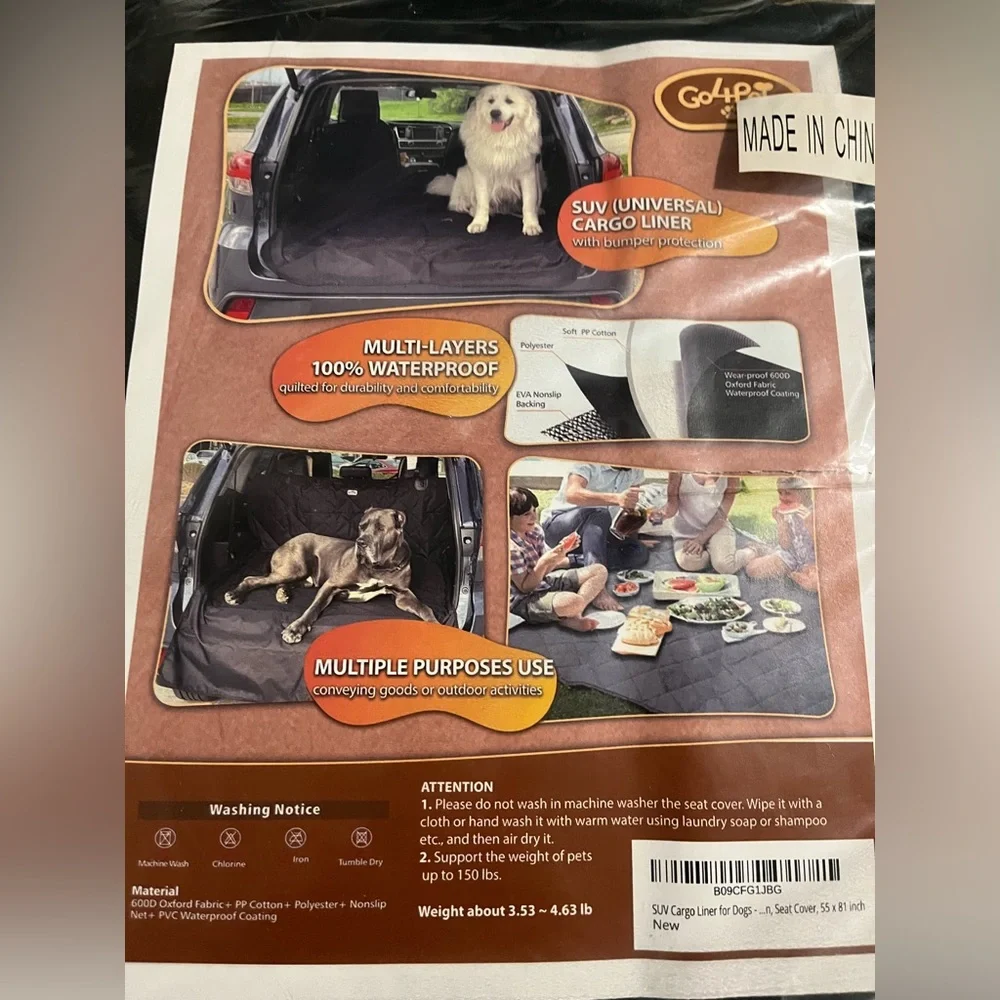 Universal car liner for pets 100% waterproof